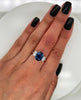 6.47 Total Carat Sapphire and Diamond Three Stone Ladies Ring