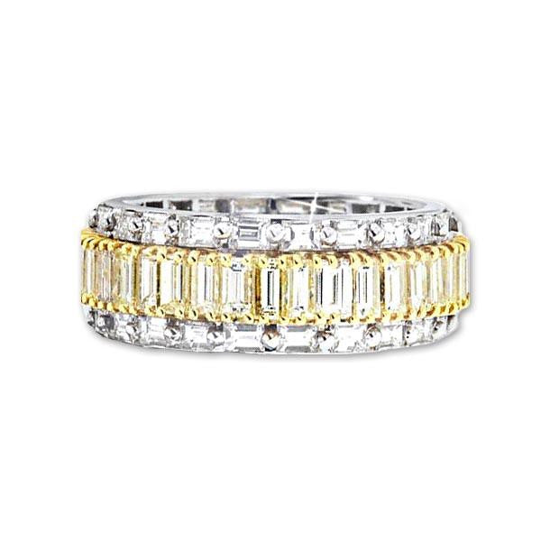 "LADRG01351" Ladies Yellow And White Diamond Eternity Ring in 18K White Gold 6.02 ct. tw.