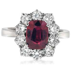 "LADRG01373" Ruby Diamond Ring in Platinum