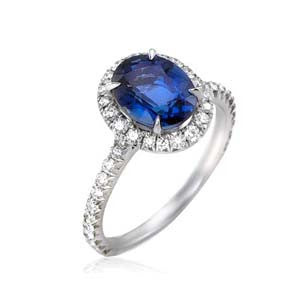 "LADRG01385" Ladies Diamond Sapphire Ring in Platinum
