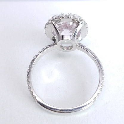 3.55 Total Carat Kunzite and Diamond Halo Pave-Set Ladies Ring