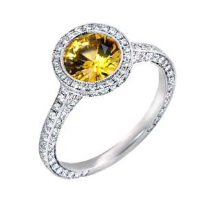 "LADRG01389" Ladies Diamond And Yellow Sapphire Ring in Platinum