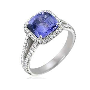 "LADRG01396" Handmade Purple Sapphire Ringin Platinum
