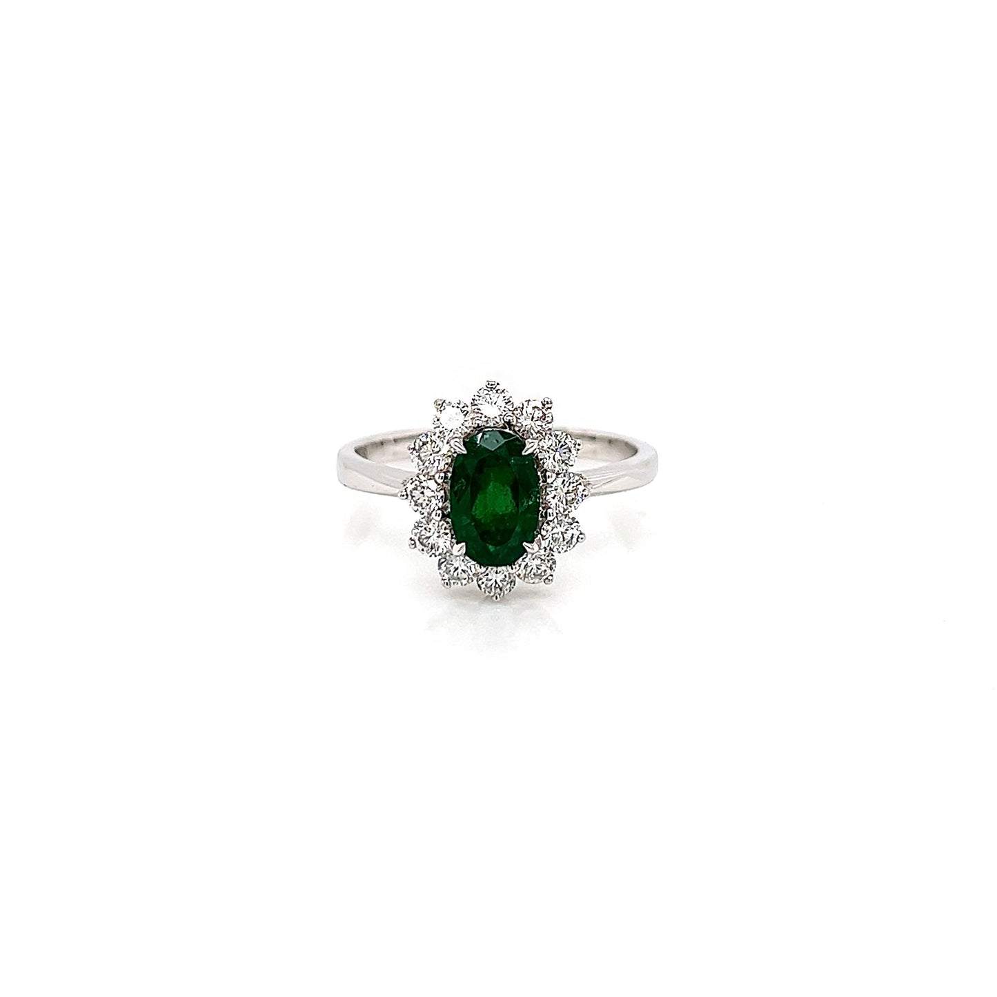 "LADRG01419 " Oval Green Emerald Diamond Ring