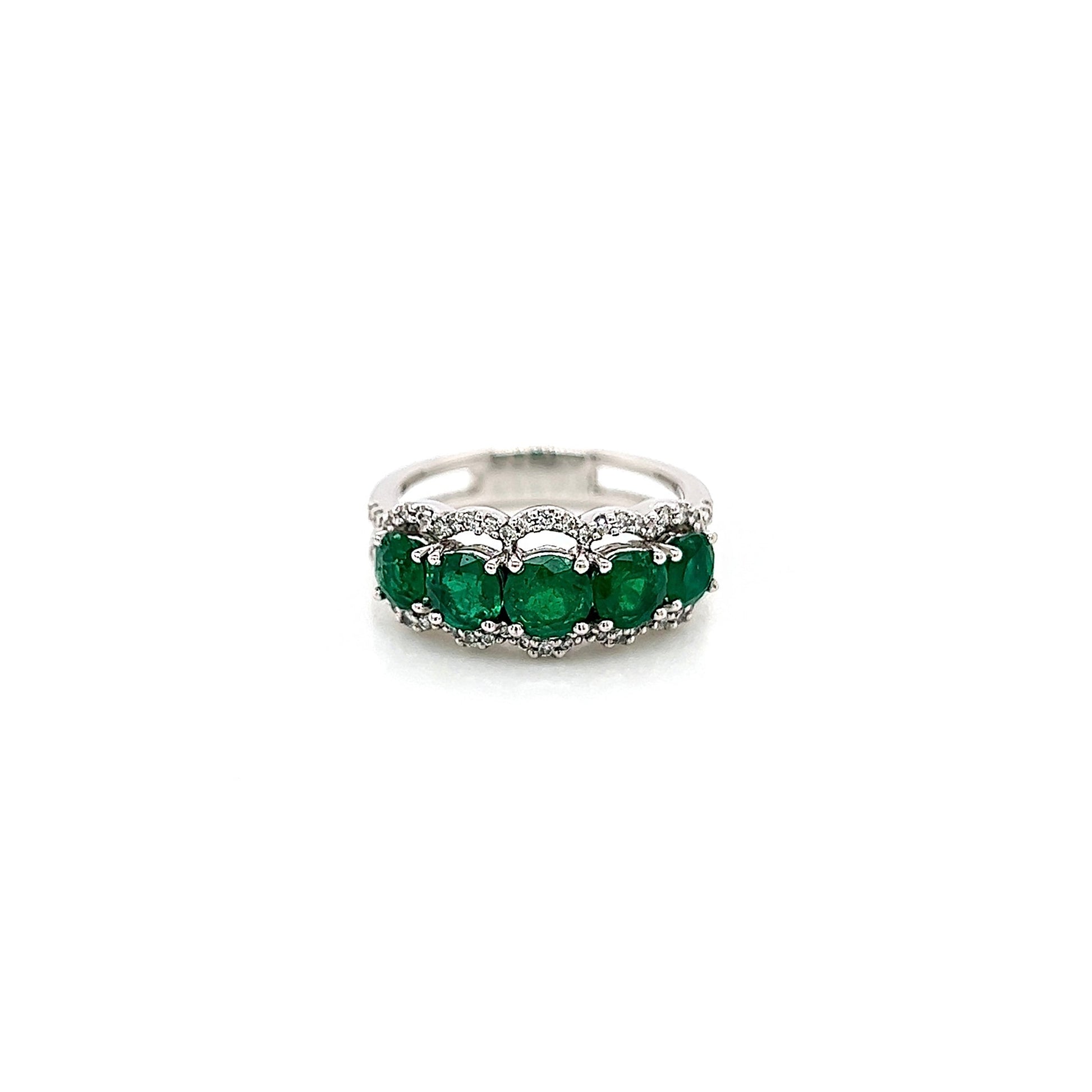 "LADRG01420" Right Hand Ring Emeralds & Diamonds