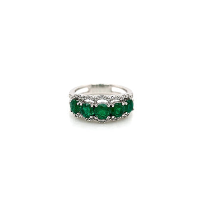 "LADRG01420" Right Hand Ring Emeralds & Diamonds