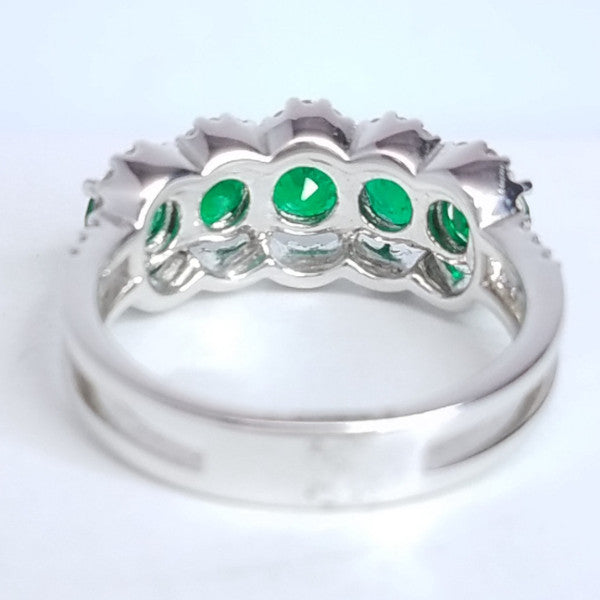 "LADRG01420" Right Hand Ring Emeralds & Diamonds