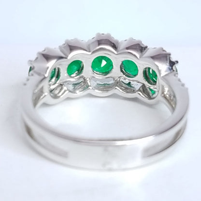 "LADRG01420" Right Hand Ring Emeralds & Diamonds