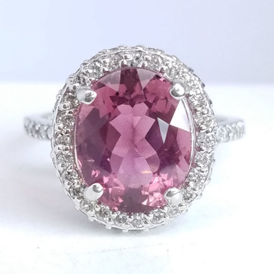 "LADRG01423" 4.98Carat Pink Tourmaline Ladies Diamond Ring