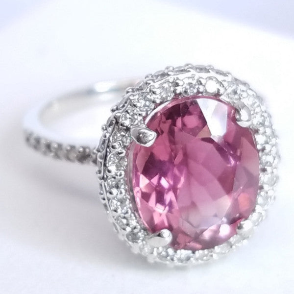 "LADRG01423" 4.98Carat Pink Tourmaline Ladies Diamond Ring