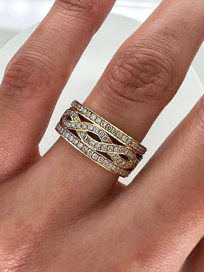1.46 Carat Diamond Pave-Set Ladies Ring in 18K Yellow Gold