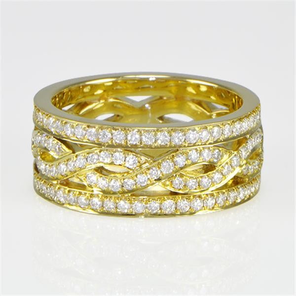 1.46 Carat Diamond Pave-Set Ladies Ring in 18K Yellow Gold