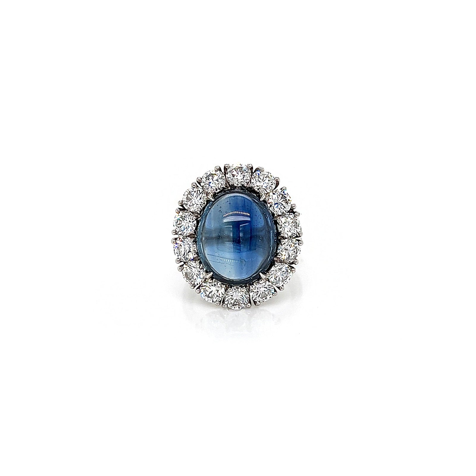 12.92 Total Carat NO HEAT Sapphire and Diamond Halo Ladies Ring GIA