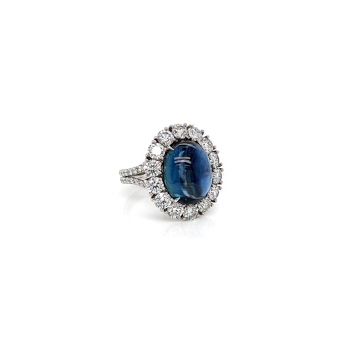 12.92 Total Carat NO HEAT Sapphire and Diamond Halo Ladies Ring GIA