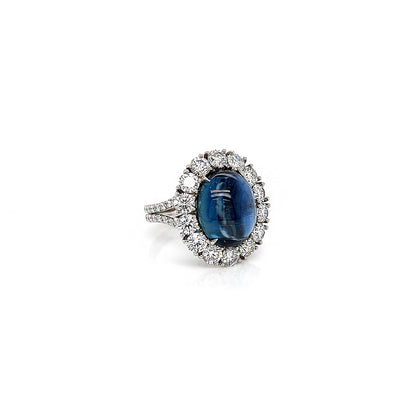 12.92 Total Carat NO HEAT Sapphire and Diamond Halo Ladies Ring GIA
