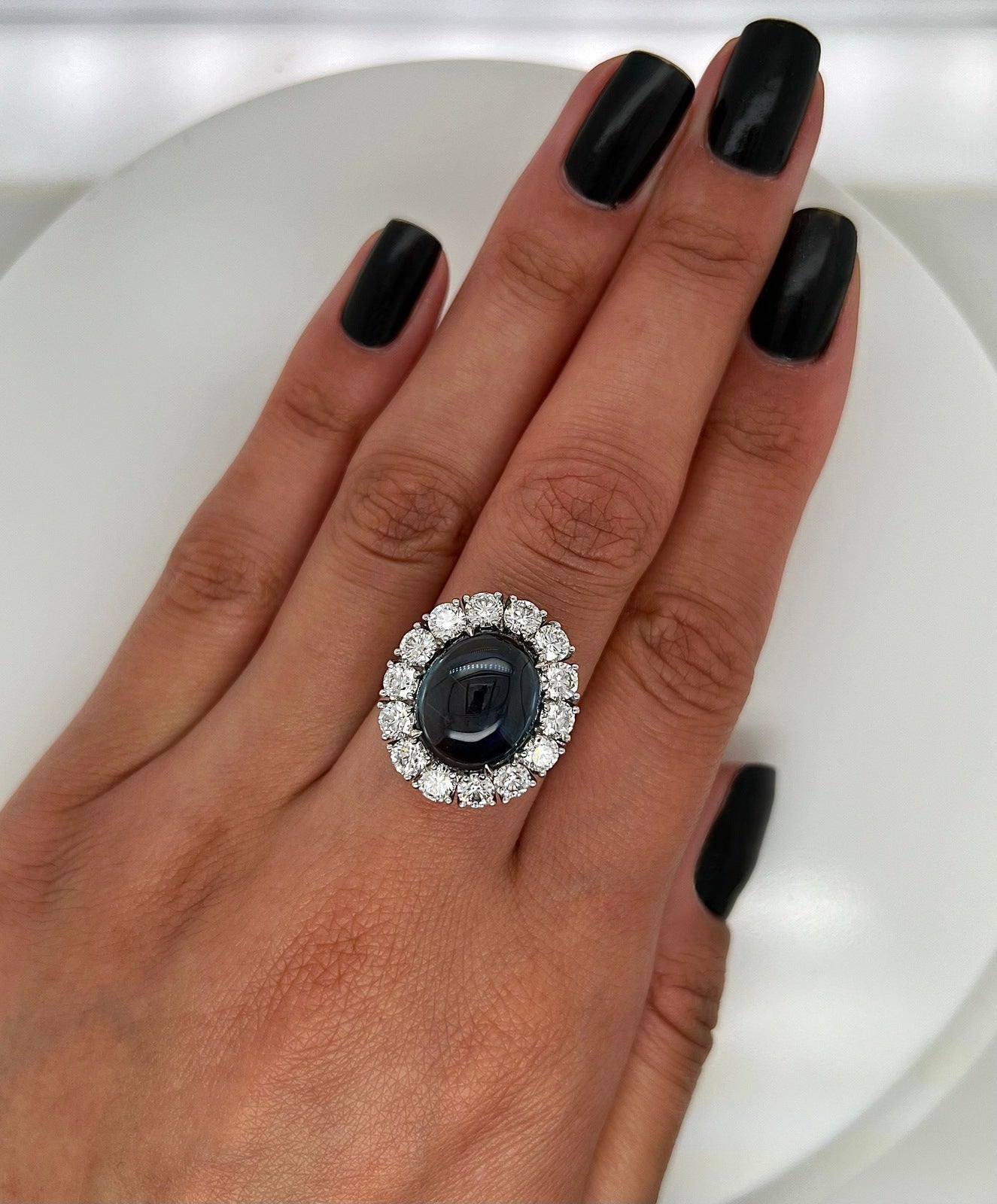 12.92 Total Carat NO HEAT Sapphire and Diamond Halo Ladies Ring GIA