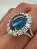 12.92 Total Carat NO HEAT Sapphire and Diamond Halo Ladies Ring GIA