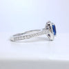 3.09 Total Carat Cushion Sapphire and Diamond Halo Pave-Set Ladies Ring GIA