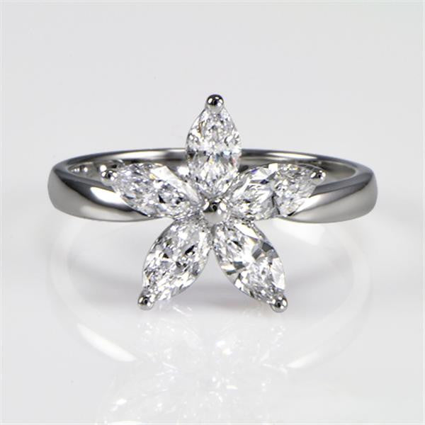 "LADRG01468" Flower Diamond Ring in 18K Gold in 18K White Gold 1.00 ct. tw.
