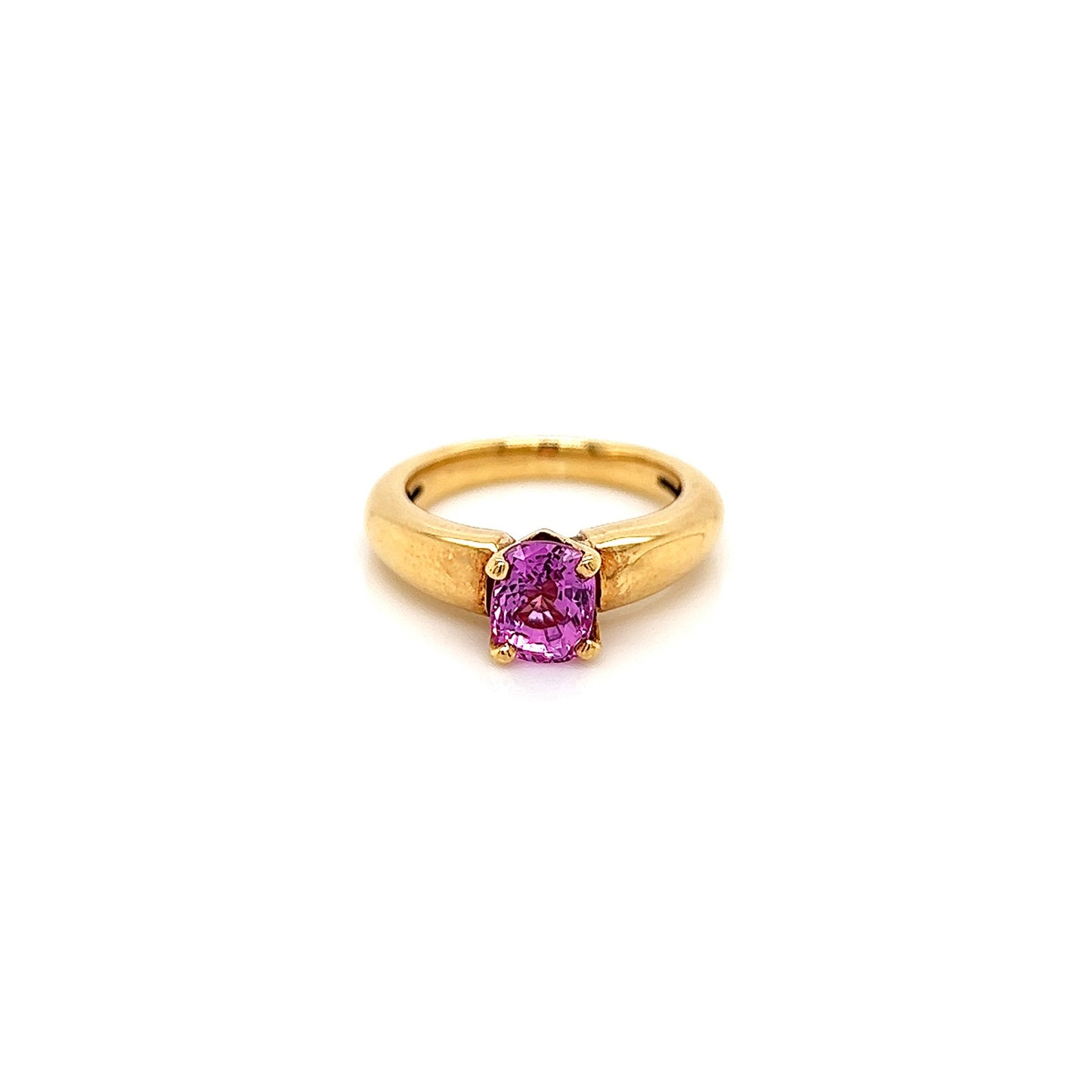 1.90 Carat Oval Pink Sapphire Solitaire Ladies Ring in Yellow Gold Band