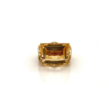 23.00Carat Citrine Ladies Diamond Fashion Ring In 18k Yellow Gold