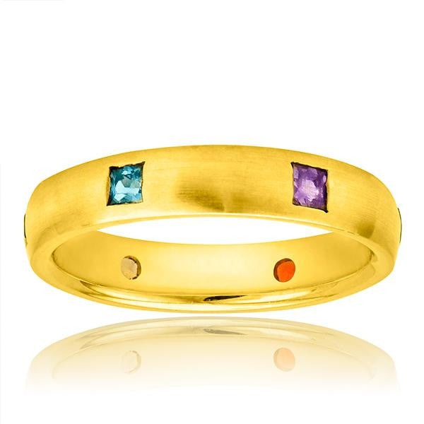 "LADRG01495" Multicolor Gemstone Band In 18K Yellow Gold