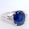 4.75 Total Carat Sapphire and Diamond Three Stone Ladies Ring GIA