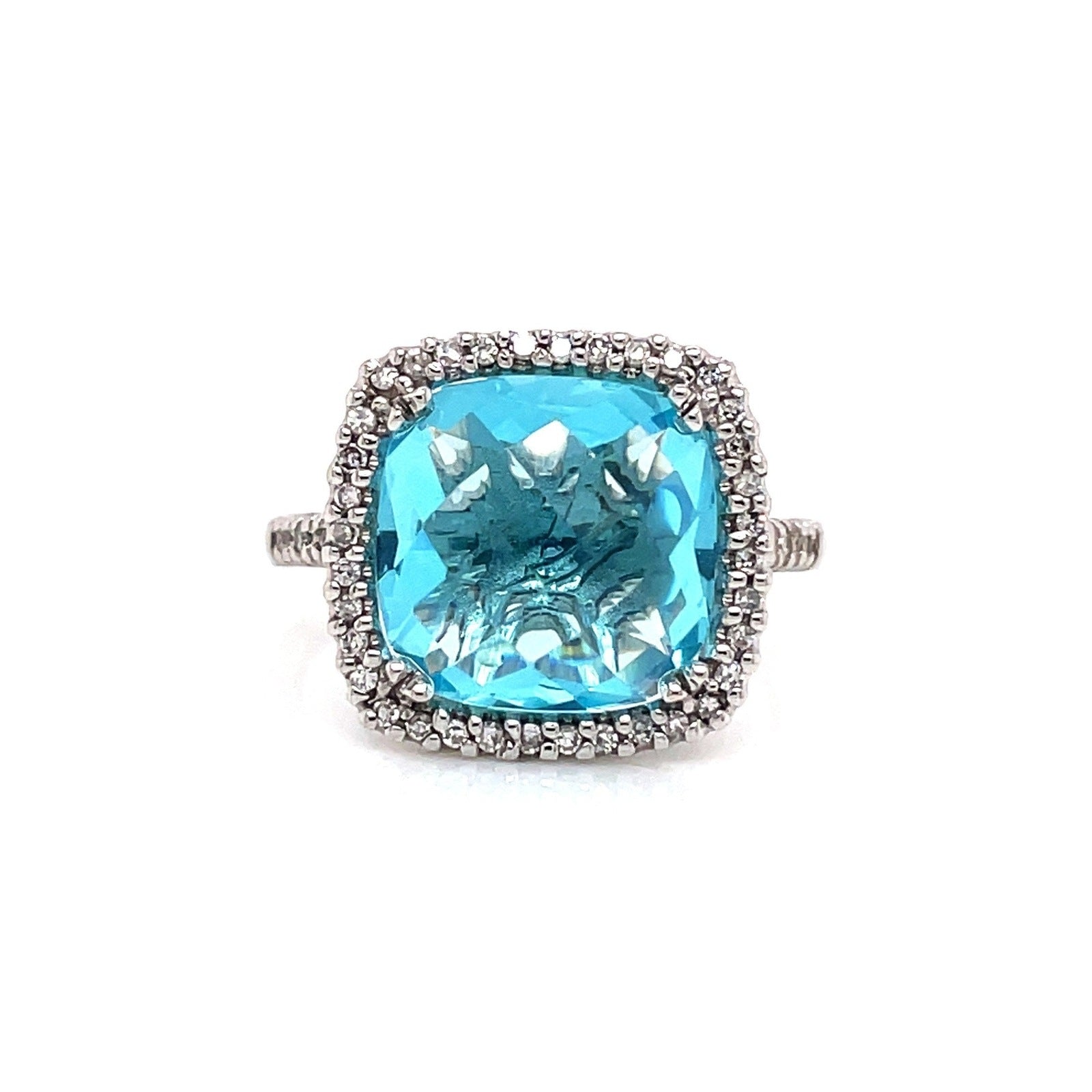 7.49 TOTAL CARAT BLUE TOPAZ AND DIAMOND LADIES RING