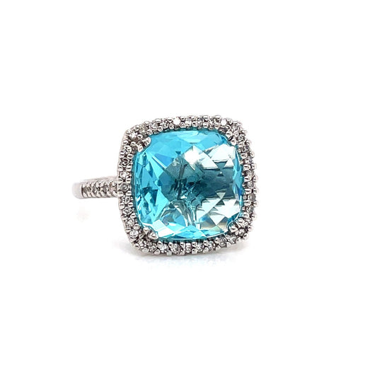 7.49 TOTAL CARAT BLUE TOPAZ AND DIAMOND LADIES RING
