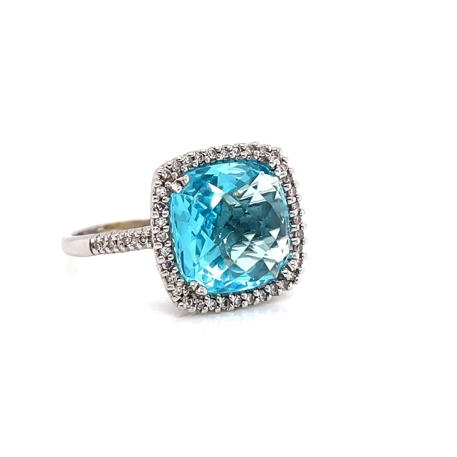7.49 TOTAL CARAT BLUE TOPAZ AND DIAMOND LADIES RING