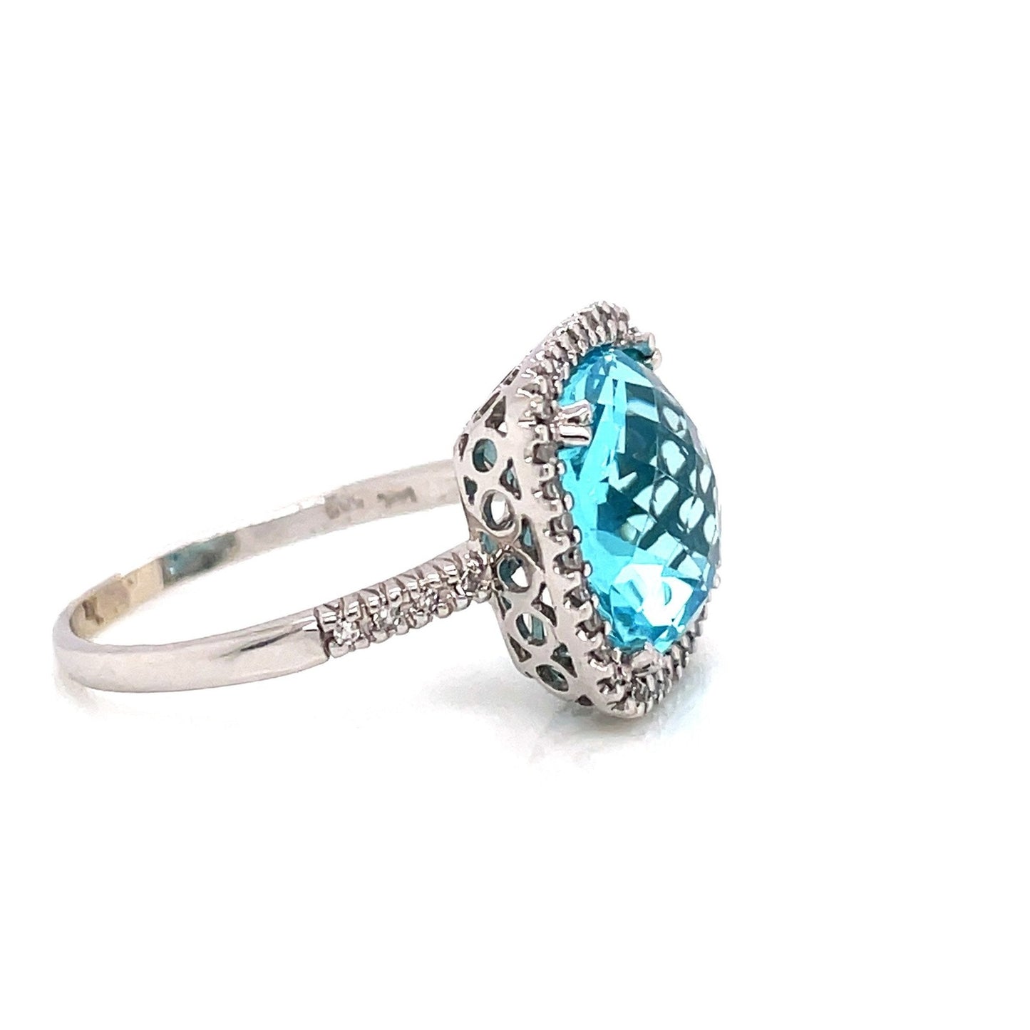 7.49 TOTAL CARAT BLUE TOPAZ AND DIAMOND LADIES RING