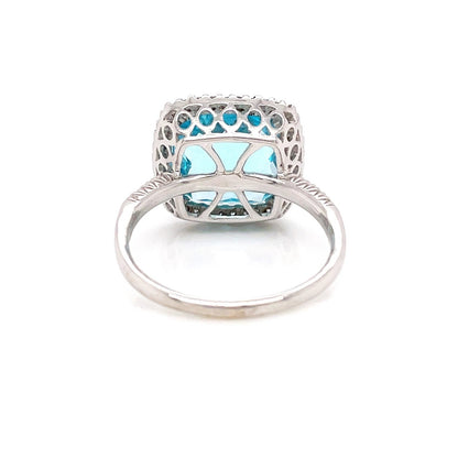 7.49 TOTAL CARAT BLUE TOPAZ AND DIAMOND LADIES RING