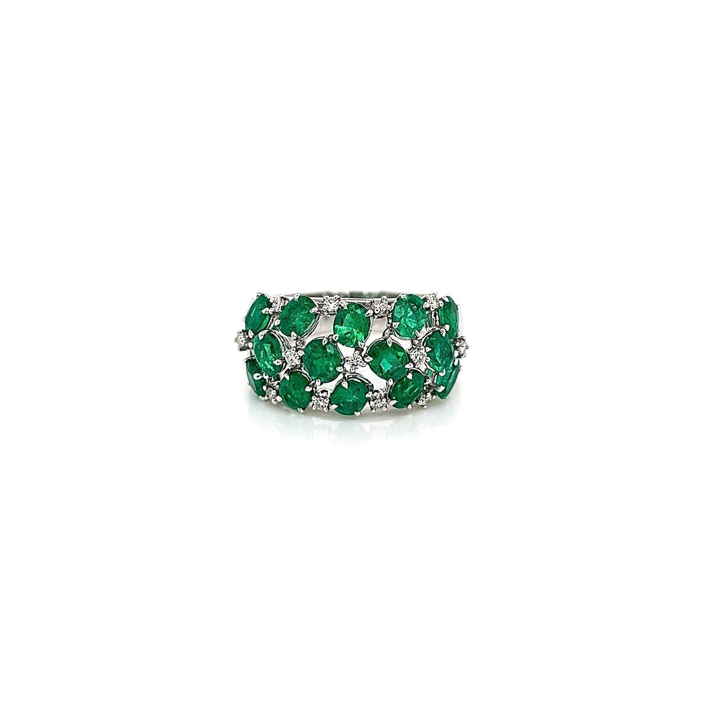 2.74 Total Carat Green Emerald and Diamond Ladies Ring