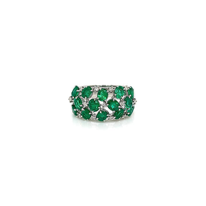 2.74 Total Carat Green Emerald and Diamond Ladies Ring