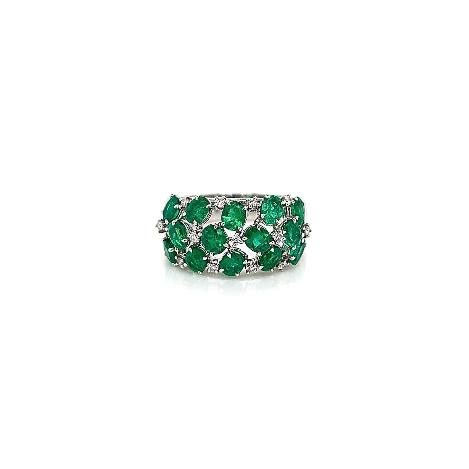 2.74 Total Carat Green Emerald and Diamond Ladies Ring