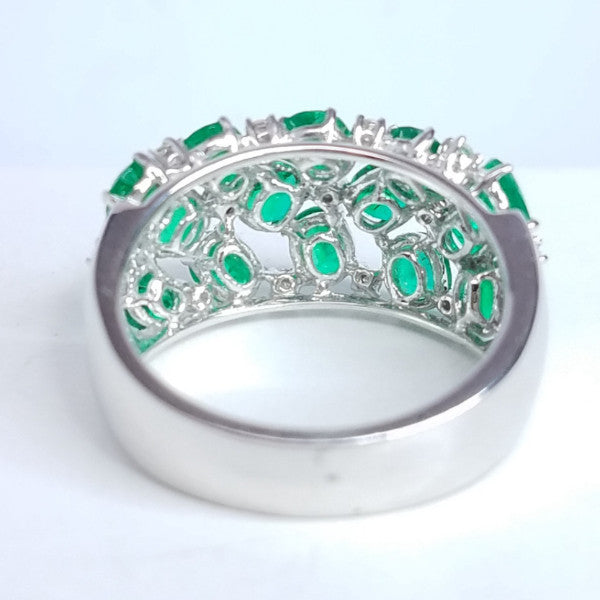 2.74 Total Carat Green Emerald and Diamond Ladies Ring