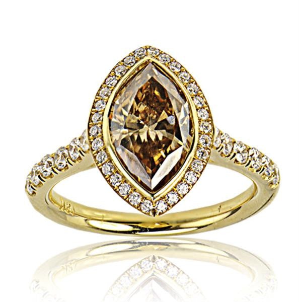 "LADRG01608" Chocolate Diamond Marquise Cut Diamond Ring