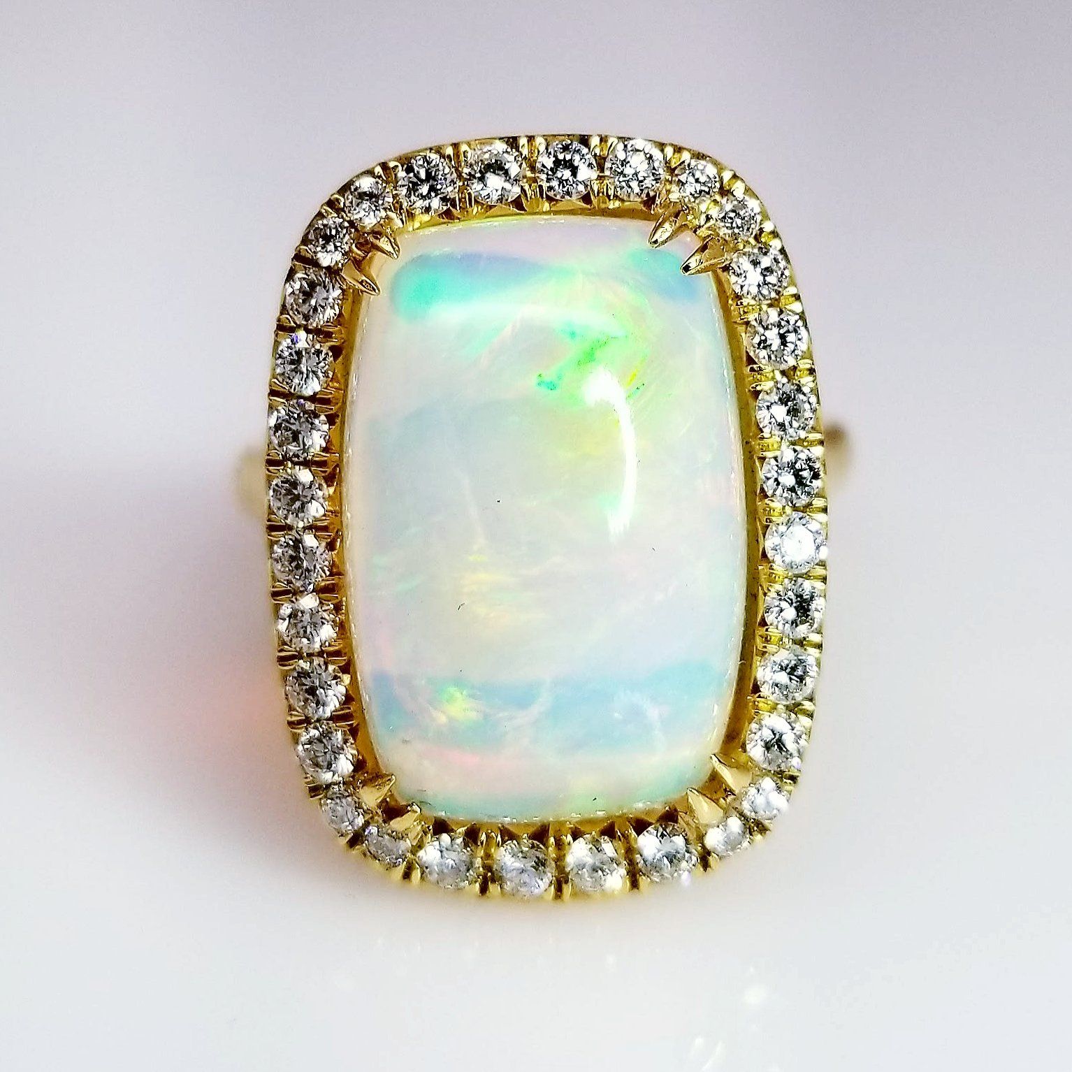 "LADRG01668" Opal Cushion Cut Ladies Diamond Ring