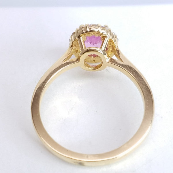 1.33 Total Carat Pink Sapphire Diamond Halo Ladies Ring