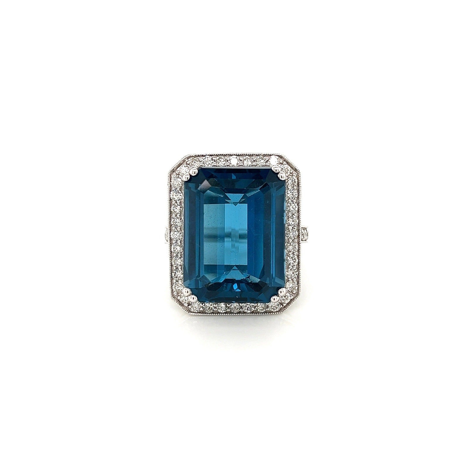 26.96 Carat London Blue Topaz Ladies Diamond Ring