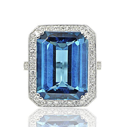 26.96 Carat London Blue Topaz Ladies Diamond Ring