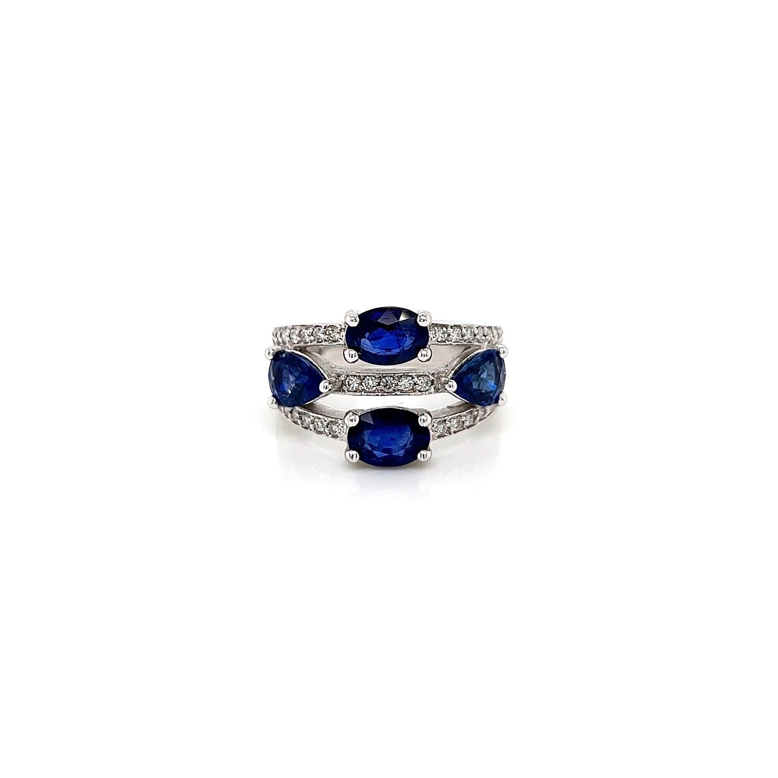 3.71 Total Carat Sapphire Diamond Ladies Ring