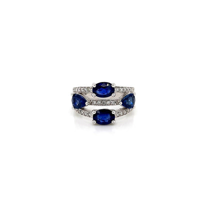 3.71 Total Carat Sapphire Diamond Ladies Ring
