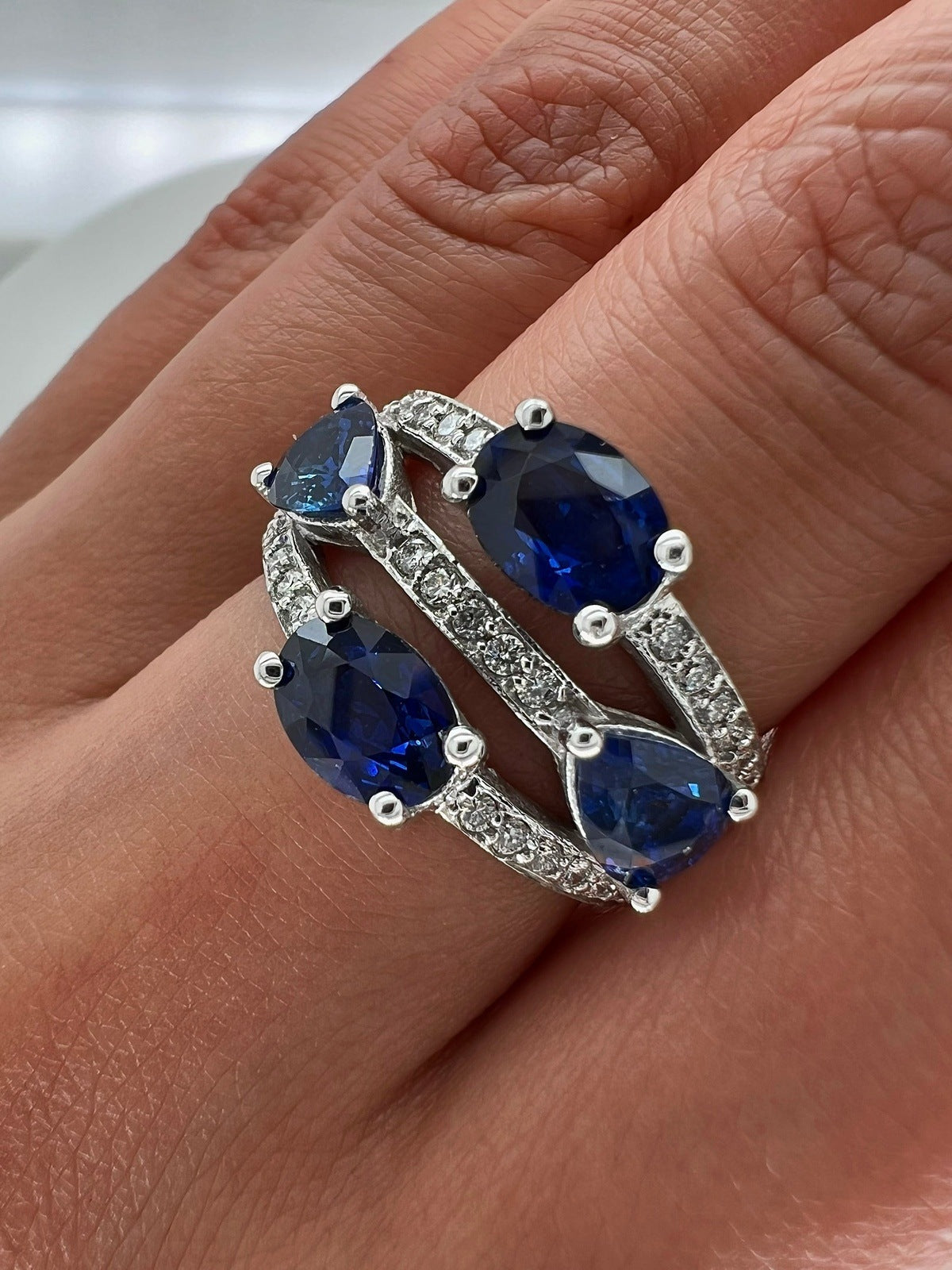 3.71 Total Carat Sapphire Diamond Ladies Ring