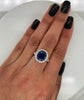 7.50 Total Carat Sapphire and Diamond Halo Pave-Set Ladies Ring, GIA Certified