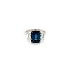 4.65 Total Carat Emerald Cut Sapphire and Diamond Three-Stone Ladies Ring, GIA Certified