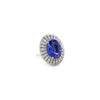 10.52 Total Carat Blue Tanzanite and Diamond Three Row Halo Ladies Ring