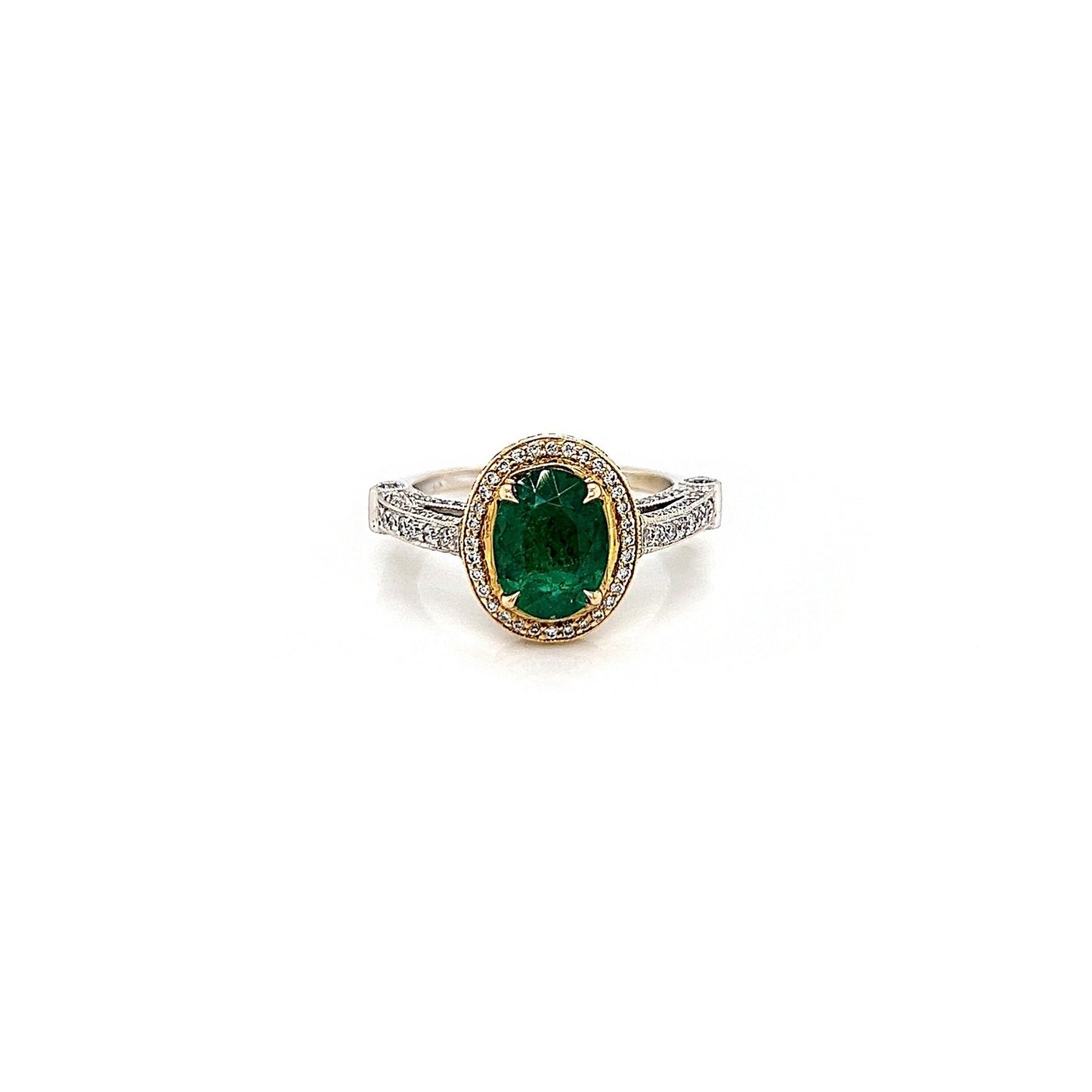 "LADRG01787" Vintage Inspired Green Emerald Ring