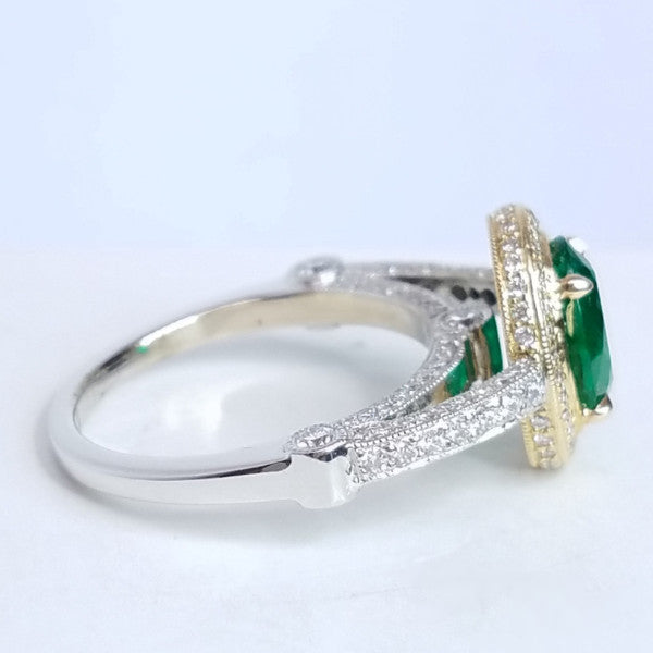 "LADRG01787" Vintage Inspired Green Emerald Ring