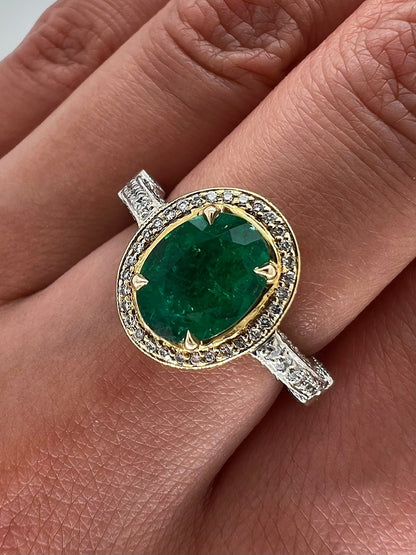 "LADRG01787" Vintage Inspired Green Emerald Ring